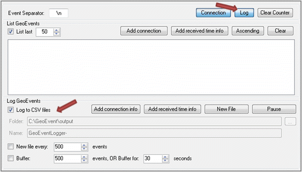 GeoEvent Logger log events to a CSV file GeoEvent Logger log events to a CSV file